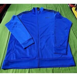 Adidas Long Sleeve Full Zip Retro Men's Track Jacket Royal Blue Size XL
